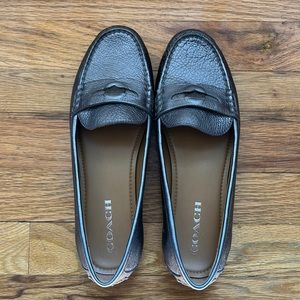 COACH metallic gray penny loafers Womens 9B